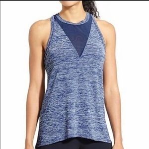 Athleta Utopia Blue Heather Mesh V-Neck Tank Top